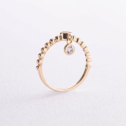 Каблучка в жовтому золоті з фіанітами к07063 №2