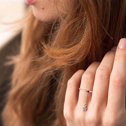 Золота каблучка з підвіскою "Зірочка" (фіаніти) к06999 №7