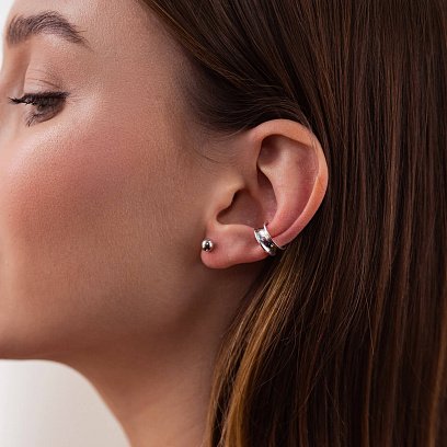 Сережки - пусети "Кульки" в білому золоті (6 мм) с07490 №12