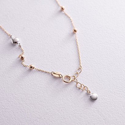 Браслет "Шарики" на ногу (желтое, белое золото) б05126 №3