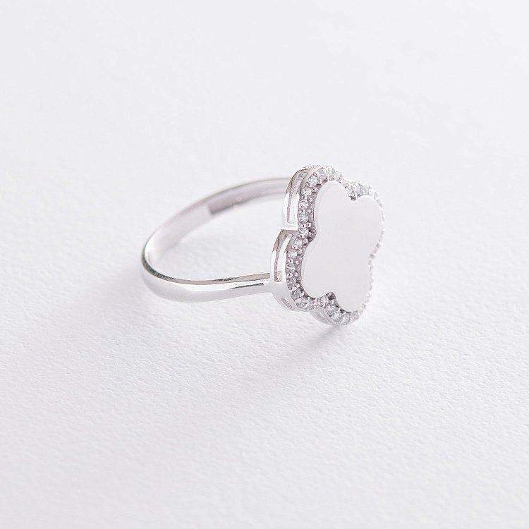 Золота каблучка "Конюшина" з фіанітами к06218 від ювелірного магазину Онікс