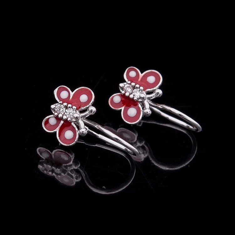 Серьги детские "Бабочки" (эмаль, фианиты) 121772к от ювелирного магазина Оникс - 1