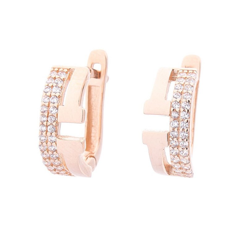 Золотые серьги с фианитами с06138 от ювелирного магазина Оникс