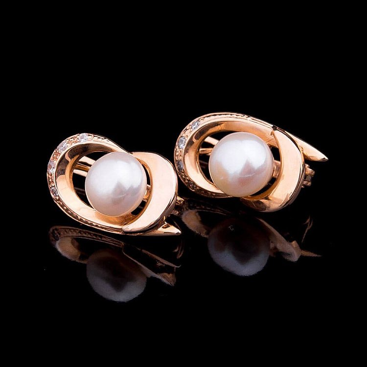 Сережки з перлами і фіанітами с00348 від ювелірного магазину Онікс - 2