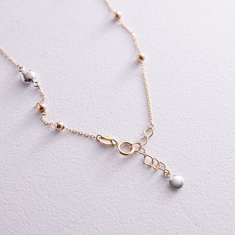 Браслет "Шарики" на ногу (желтое, белое золото) б05126 от ювелирного магазина Оникс - 4