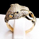 Золотое кольцо "Пантера" с фианитами к03232 от ювелирного магазина Оникс - 4