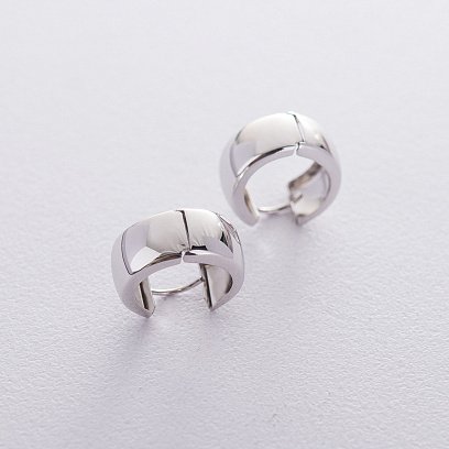 Золотые серьги-кольца без камней с02964 №4