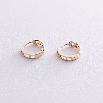 Сережки - кільця "Ланцюжки" у жовтому золоті с08209 №3