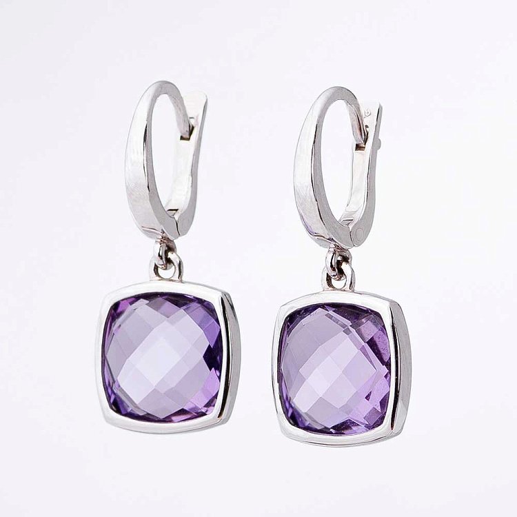 Золоті сережки з аметистом 14048686 від ювелірного магазину Онікс