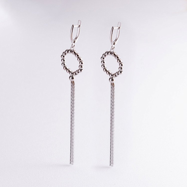 Срібні висячі сережки "Легкість" 123076 від ювелірного магазину Онікс