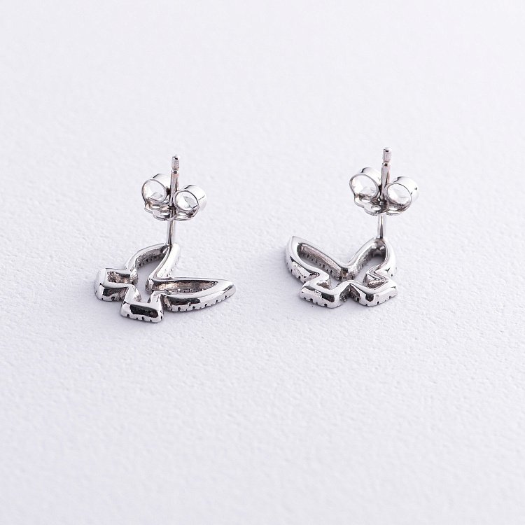 Золоті сережки - пусети "Метелики" з діамантами 32871521 від ювелірного магазину Онікс - 5