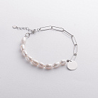 Серебряный браслет "Монетка" с жемчугом 905-01436 от ювелирного магазина Оникс