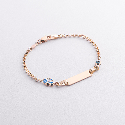 Золотий браслет для гравіювання "Машинка" з емаллю б03131