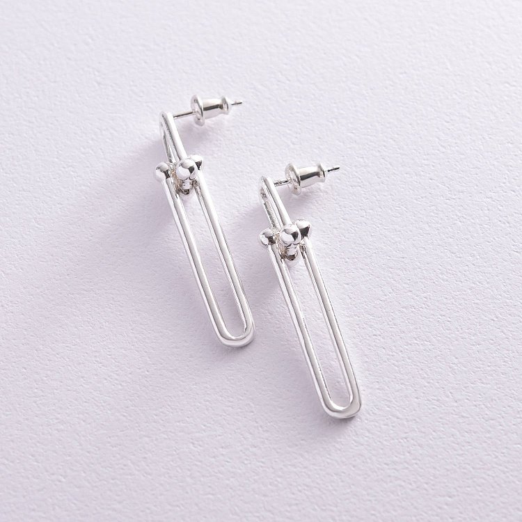 Серебряные серьги - пусеты "Идея" 122742 от ювелирного магазина Оникс - 4