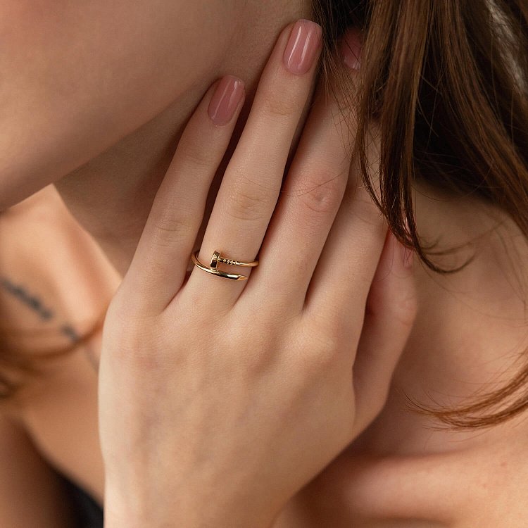 Каблучка "Цвях" у жовтому золоті к06965 від ювелірного магазину Онікс - 4