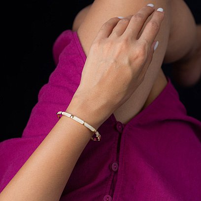 Жорсткий золотий браслет (фіаніти) б04496 №2