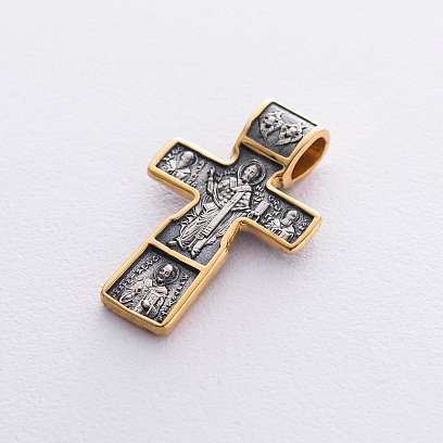 Срібний хрест "Розп'яття Христово. Святитель Миколай Чудотворець. Три святителя. Православний хрест" 132889 №5