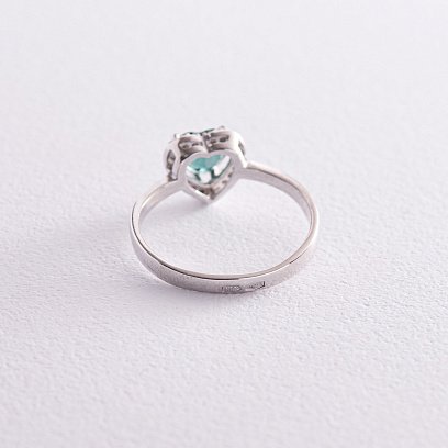 Серебряное кольцо "Сердечко" с кварцом и фианитами 1828/1р-QGR №5