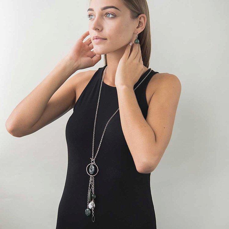 Серьги с агатом 87с7 - 3 Серьги с агатом 87с7 от ювелирного магазина Оникс - 3