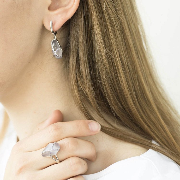 Серебряное кольцо (им.улексит) 112103 от ювелирного магазина Оникс - 3