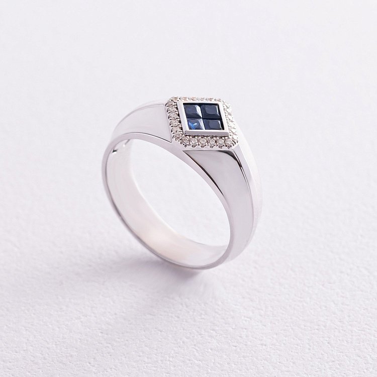 Мужская золотая печатка с бриллиантами и сапфирами кб0378nl от ювелирного магазина Оникс - 2