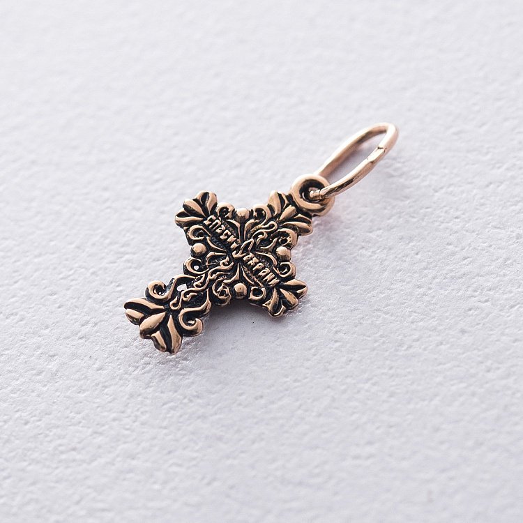 Православний хрест "Розп'яття. Спаси і Збережи" (чорніння) п01229 від ювелірного магазину Онікс - 1