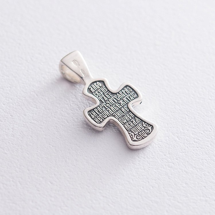 Срібний хрест "Розп'яття Ісуса Христа з молитвою до Хреста" 133003 від ювелірного магазину Онікс - 4