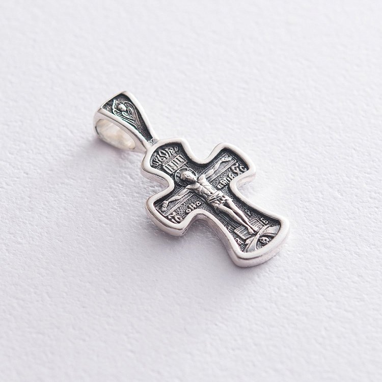 Срібний хрест "Розп'яття Ісуса Христа з молитвою до Хреста" 133003 від ювелірного магазину Онікс - 3