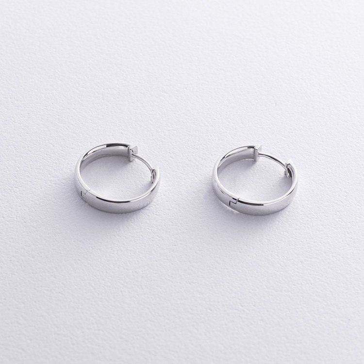 Серьги - кольца в белом золоте с08653 от ювелирного магазина Оникс - 4