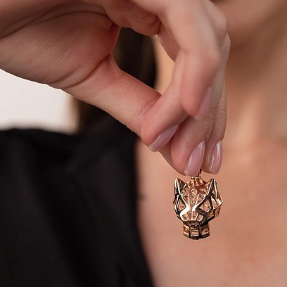 Підвіска "Пантера" у червоному золоті (фіаніти) п03552 №4