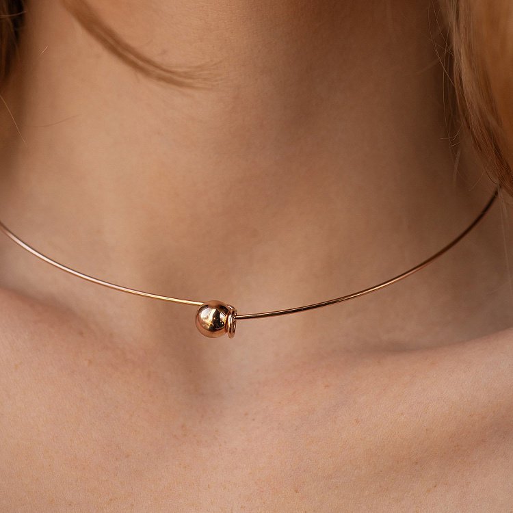 Кольє - чокер "Adele" (червоне золото) з кулькою кол02543 від ювелірного магазину Онікс - 4