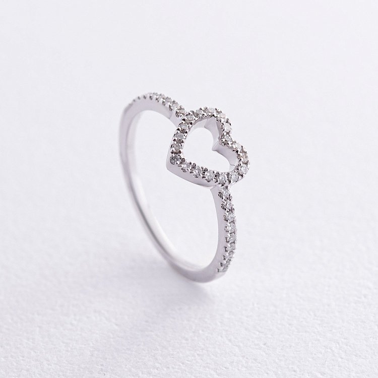 Золотое кольцо "Сердечко" с бриллиантами кб0496ch от ювелирного магазина Оникс - 2