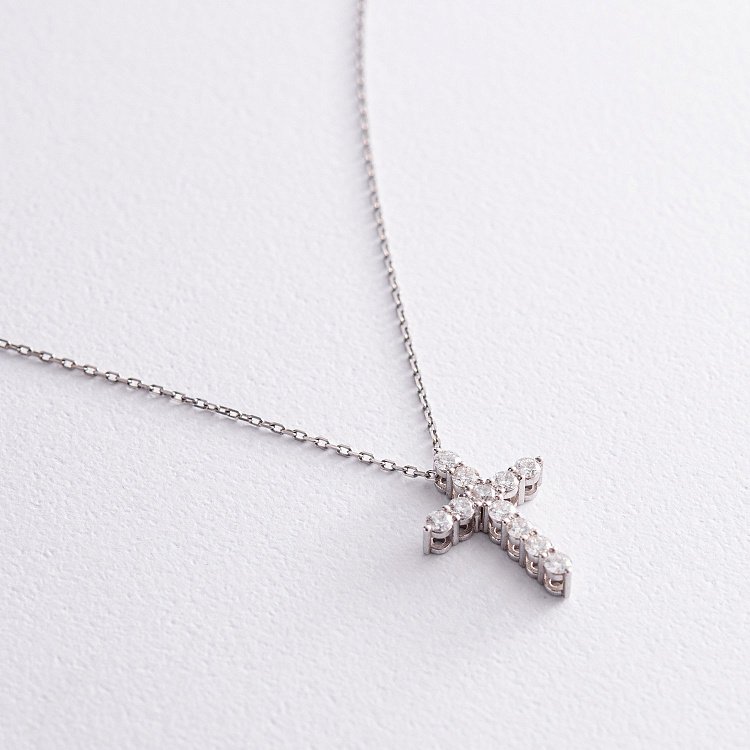 Золоте кольє "Хрестик" з діамантами 112131121 від ювелірного магазину Онікс - 2