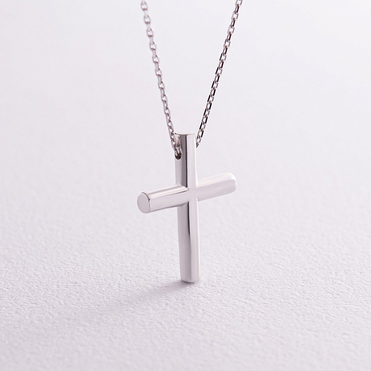 Колье с крестиком в белом золоте кол02356 от ювелирного магазина Оникс - 2