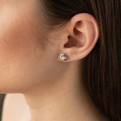 Срібна сережки - пусети з фіанітами 121625 №3