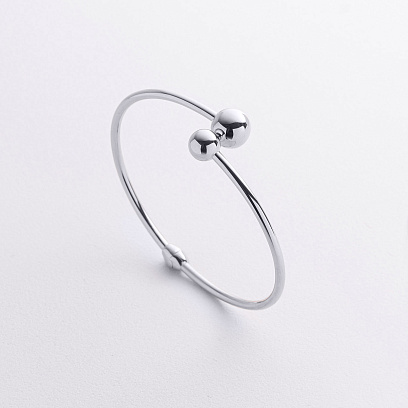 Жесткий браслет "Шарики" в белом золоте б05817