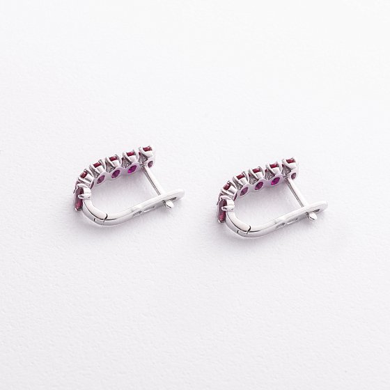 Срібні сережки (nano рубін) 2483/1р-HRUB №3