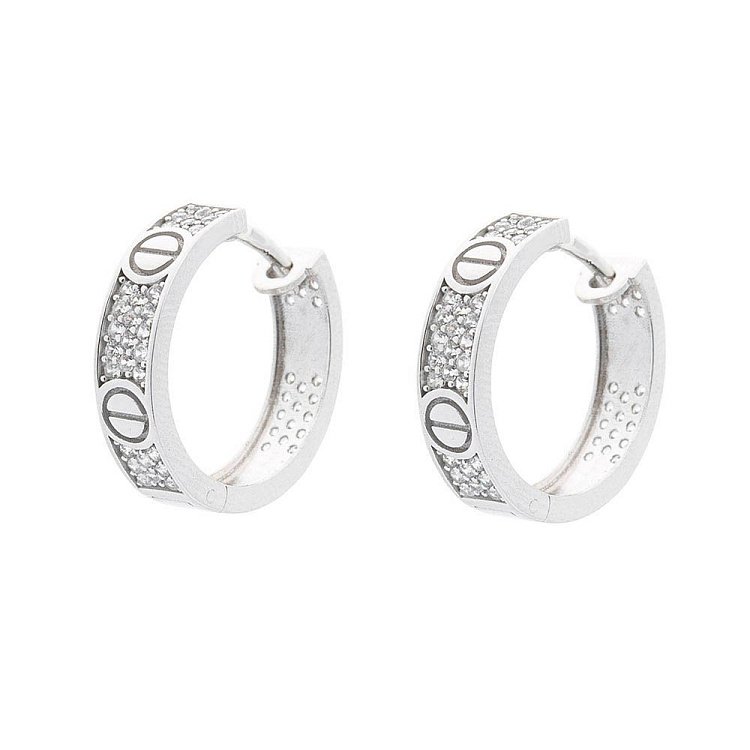 Золотые серьги-кольца с фианитами с05389 от ювелирного магазина Оникс - 1