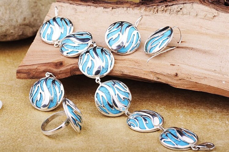 Сережки (імітація бірюза) 12600 від ювелірного магазину Онікс - 1