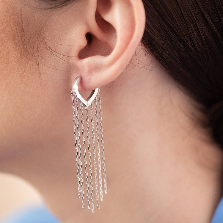 Срібні сережки з ланцюжками OR116710 від ювелірного магазину Онікс - 5