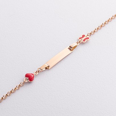 Дитячий золотий браслет "Метелик і сердечко" з емаллю б04731 №3