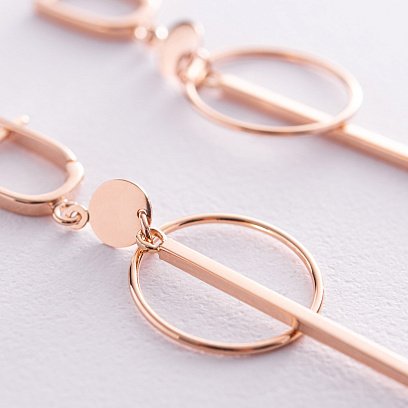 Серьги "Геометрия" в красном золоте с08152 №3