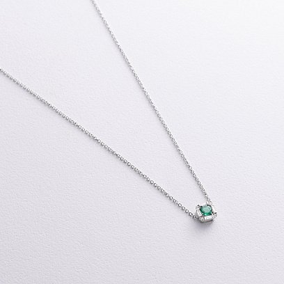 Золоте кольє (діаманти, смарагд) колб0141ca №3