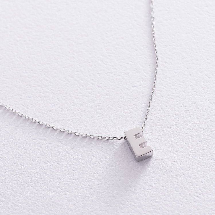 Колье с буквой "Е" в белом золоте кол01254Е от ювелирного магазина Оникс - 2