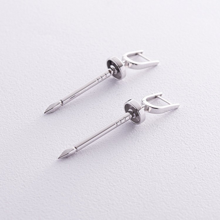 Серьги "Гвоздь" в белом золоте с08165 от ювелирного магазина Оникс - 5