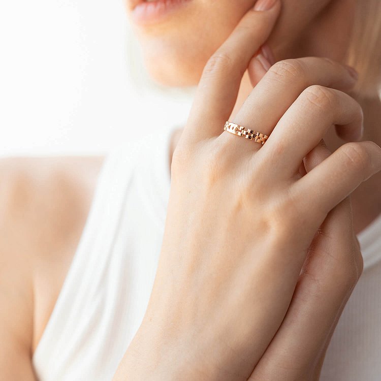 Золотое кольцо "Цепочка" к07074 от ювелирного магазина Оникс - 4