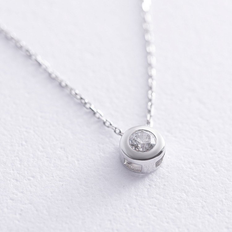 Золотое колье с фианитом кол01059 от ювелирного магазина Оникс - 1