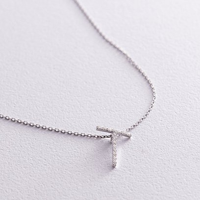 Золоте кольє з літерою " Т " з діамантами 134021121