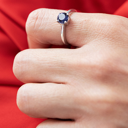 Срібна каблучка з сапфіром 1852/1p-HSPH №2