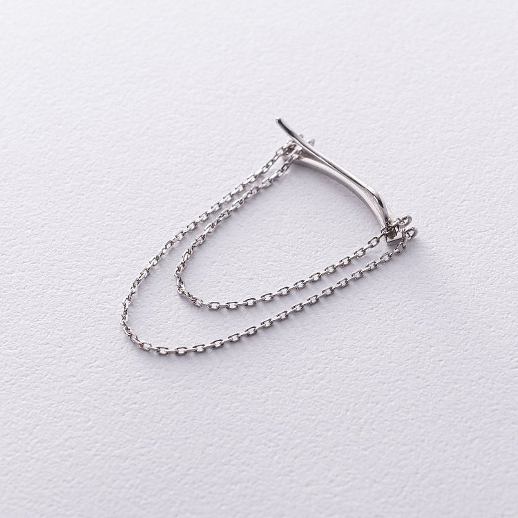 Серебряная моносерьга - клаймбер с цепочками (на правое ушко) 7077R от ювелирного магазина Оникс - 2